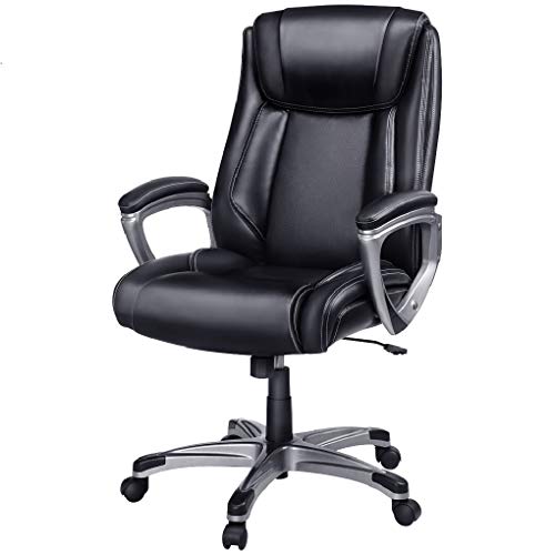 Office Chair Ergonomic Desk Chair, Leather-Padded, Swivel, Adjustable Computer Chair with Armrest Black