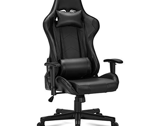 MELLCOM Gaming Chair Computer Game Chair Office Chair Ergonomic High Back PC Desk Chair Height Adjustment Swivel Rocker with Headrest and Lumbar Support Lumbar Pillow (Black)