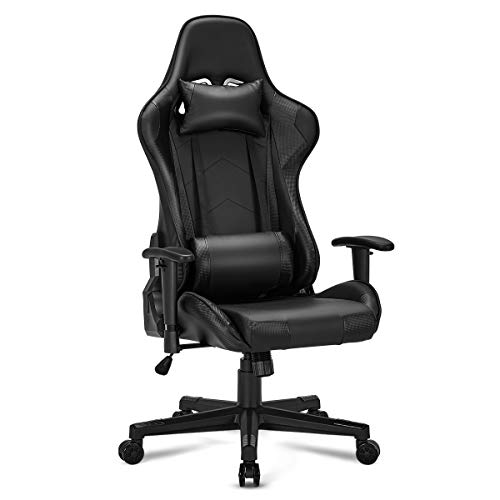 MELLCOM Gaming Chair Computer Game Chair Office Chair Ergonomic High Back PC Desk Chair Height Adjustment Swivel Rocker with Headrest and Lumbar Support Lumbar Pillow (Black)