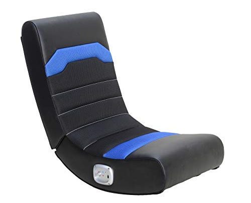X Rocker Stark 2.0 Bluetooth Wireless Foldable Rocking Video Gaming Floor Chair with 2 Speakers, Black and Blue