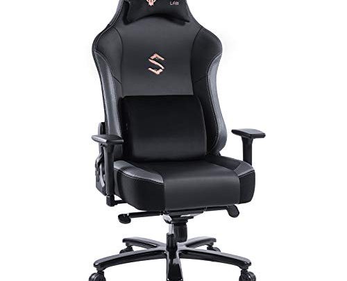 FANTASYLAB Massage Reclining Gaming Chair, Big and Tall 3D Armrest High-Back PU Leather Metal Base (Grey)