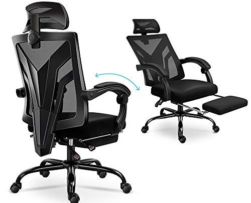 Ergonomic Office Chair, mesh Computer Desk Chair with Wheels Kids Rolling Chair for Home Office Modern Comfy Office Chairs with arms Height Adjustable Back Lumbar Support Task Chair (Big-FR-Black)