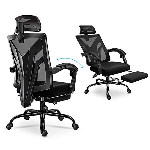 Ergonomic Office Chair, mesh Computer Desk Chair with Wheels Kids Rolling Chair for Home Office Modern Comfy Office Chairs with arms Height Adjustable Back Lumbar Support Task Chair (Big-FR-Black)