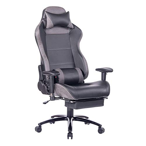 HEALGEN Massage Gaming Chair Office Chair with Heavy Duty Metal Base,Reclining High Back PU Leather PC Computer Racing Desk Chair Lumbar Support (0263Grey)