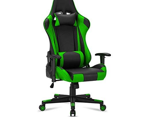 MELLCOM Gaming Chair Computer Game Chair Office Chair Ergonomic High Back PC Desk Chair Height Adjustment Swivel Rocker with Headrest and Lumbar Support Lumbar Pillow Green