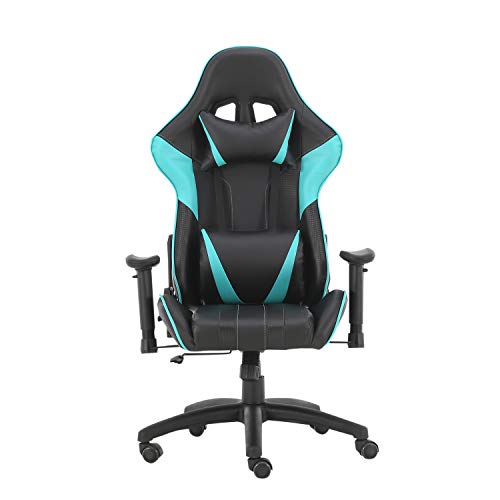 Gaming Chair High Back Office Desk Computer Game Chair Racing Style Chair with Headrest Lumbar Pillow and Adjustment Swivel,Light Blue