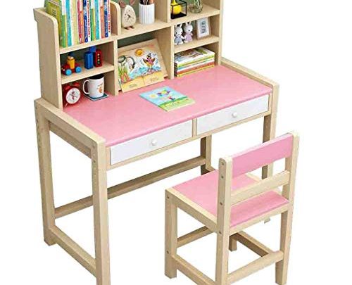 Markmall Children Adjustable Desk and Chair Set with Bookstand and Drawer Ergonomic Student Writing Desk for Studying