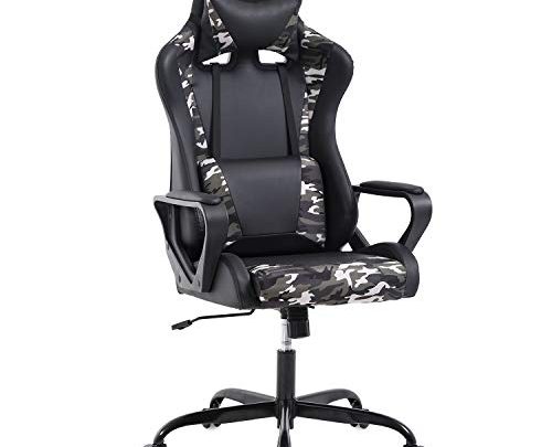 PC Gaming Chair Office Chair Desk Chair with Lumbar Support Arms Headrest High Back PU Leather Racing Chair Rolling Swivel Executive Computer Chair for Women Adults Girls,