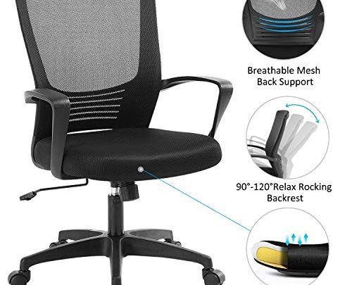 ZLHECTO Ergonomic Office Chair,Mid Back Mesh Chair Black,Computer Desk Chair with Adjustable Height and Mesh Rocking Back,Weight Hold Up to 250Ibs-Adjustable Chair for Conference Room-5 Years Warranty