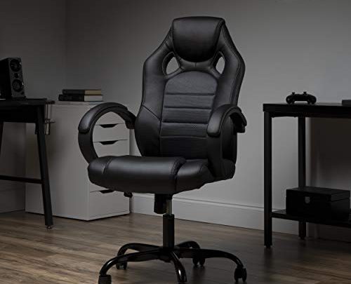 OFM Gaming Chair, Padded Loop Arms, High-Back, Gray