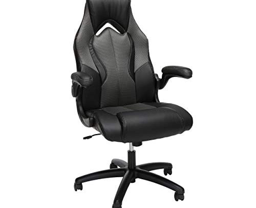OFM ESS Collection High-Back Racing Style Bonded Leather Gaming Chair, in Gray (ESS-3086-GRY)