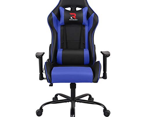 Gaming Chair-Massage High Back PU Leather Racing Desk Office Chair Swivel Adjustable Armrest Soft Headrest&Backrest Ergonomic White