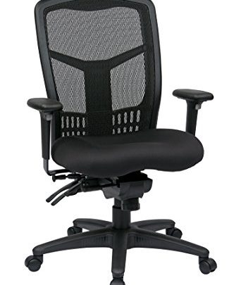 Office Star ProGrid High Back Managers Chair with Adjustable Arms, Multi-Function and Seat Slider (Black)
