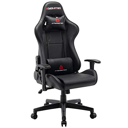 GTMONSTER Racing Style Gaming Chair, Reclining Ergonomic Leather Computer Game Chair, Swivel Gaming Chairs for Adults
