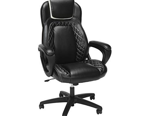 OFM Racing Style SofThread Leather High Back Office Chair, in White (ESS-6060-WHT)