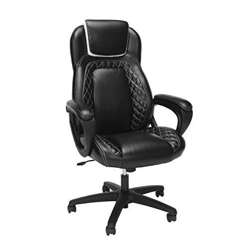 OFM Racing Style SofThread Leather High Back Office Chair, in White (ESS-6060-WHT)