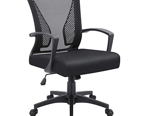 VICTONE Office Mid Back Mesh Chair Ergonomic Swivel Lumbar Support Desk Computer Chair (Black)