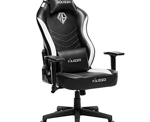 Musso High Back Gaming Chair with Wider Seat,Heavy Duty Racing Chair, Adults Adjustable Video Game Chair, Large Size PU Leather Executive Office Chair (Black)