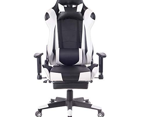 HEALGEN Back Massage Gaming Chair with Footrest,PC Computer Video Game Racing Gamer Chair High Back Reclining Executive Ergonomic Desk Office Chair with Headrest Lumbar Support Cushion (White)