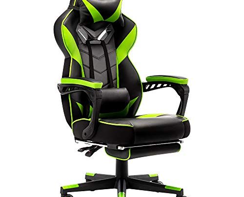 Bonzy Home Gaming Chair Computer Office Chair Ergonomic Desk Chair with Footrest Racing Executive Swivel Chair Adjustable Rolling Task Chair(Bright Green)