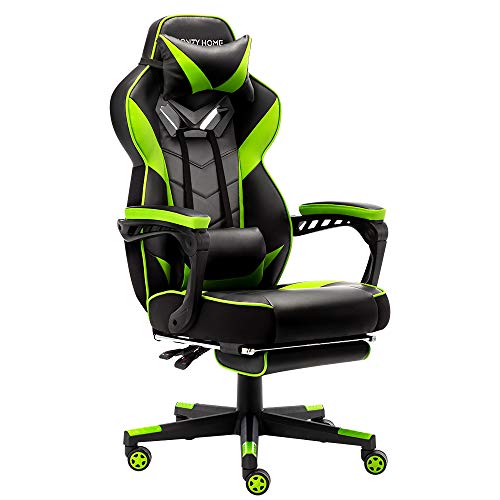 Bonzy Home Gaming Chair Computer Office Chair Ergonomic Desk Chair with Footrest Racing Executive Swivel Chair Adjustable Rolling Task Chair(Bright Green)