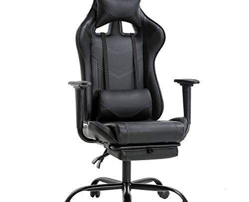 Office Chair PC Gaming Chair Ergonomic Desk Chair Executive PU Leather Computer Chair Lumbar Support with Footrest Modern Task Rolling Swivel Racing Chair for Women&Men,