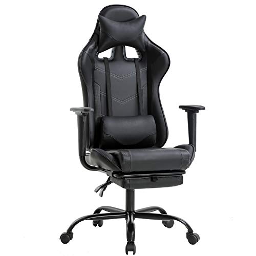 Office Chair PC Gaming Chair Ergonomic Desk Chair Executive PU Leather Computer Chair Lumbar Support with Footrest Modern Task Rolling Swivel Racing Chair for Women&Men,