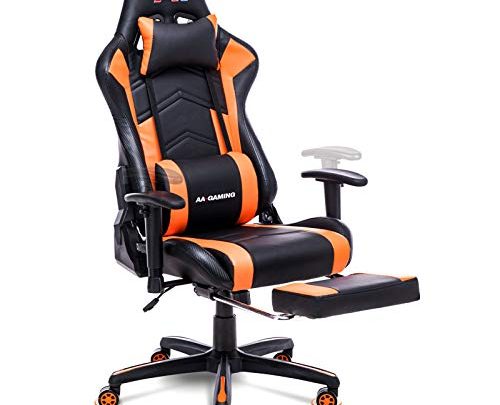 AA Products Gaming Chair Ergonomic High Back Computer Racing Chair Adjustable Office Chair with Footrest, Lumbar Support Swivel Chair –