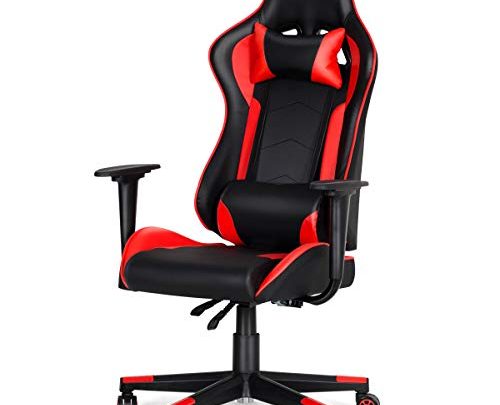 MELLCOM Gaming Chair Computer Game Chair Ergonomic High Back PC Desk Chair Office Chair Height Adjustment Swivel Rocker with Headrest and Lumbar Support Lumbar Pillow Red