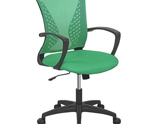 Home Office Chair Ergonomic Desk Chair Mesh Computer Chair with Lumbar Support Armrest Rolling Swivel Adjustable Mid Back Task Chair for Adults(Green)