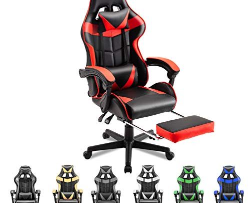 Soontrans Ergonomic Office Chair PC Gaming Chair Racing Chair for Gaming,Computer Chair,E-Sports Chair with High-Back,Adjustable Headrest and Lumbar Support，Retractable Footrest (Brilliant Red)