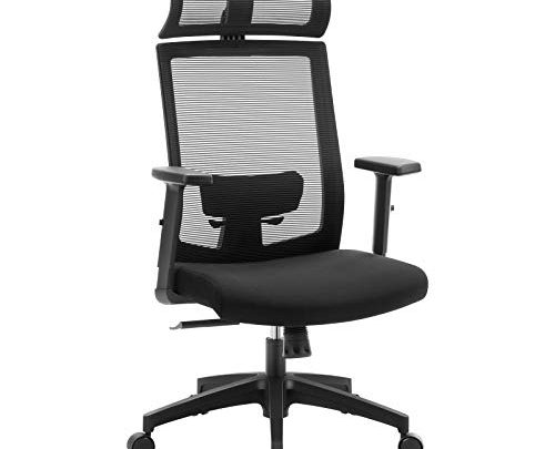 SONGMICS Mesh Office Chair, High-Back Computer Desk Chair, Ergonomic Chair, Lockable Tilt Angle up to 120°, Adjustable Lumbar Support, Black UOBN55BK