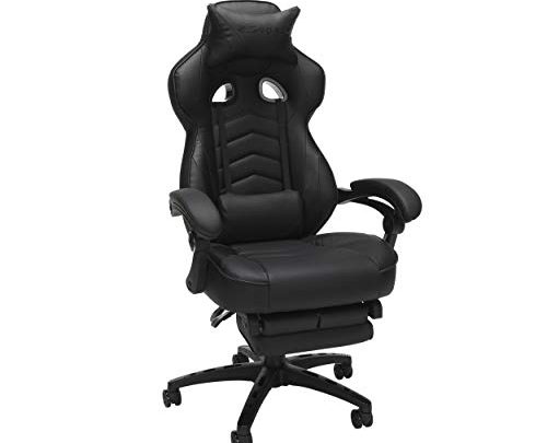 RESPAWN 110 Racing Style Gaming Chair, Reclining Ergonomic Leather Chair with Footrest, in Black (RSP-110-BLK)