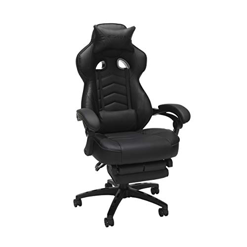 RESPAWN 110 Racing Style Gaming Chair, Reclining Ergonomic Leather Chair with Footrest, in Black (RSP-110-BLK)