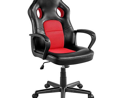 YAHEETECH Video Game Chair High Back Ergonomic Gaming Chair Office Chair Racing Lift Chair Executive Swivel Leather Chair Recliner Red