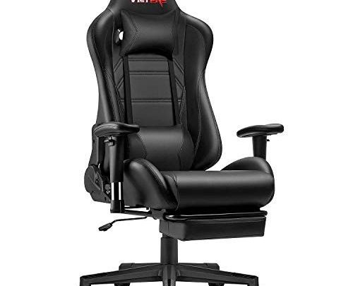 VICTONE Gaming Chair Racing Style High Back Large Size PU Leather Office Chair Computer Desk Chair Executive and Ergonomic Swivel Reclining Chair with Headrest and Lumbar Support (Carbon Fiber Black)