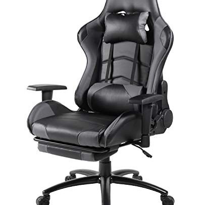 Office Chair, Ergonomic Gaming Chair Big Tall Computer Desk Chair Reclining Video Game Chair High Back PU Leather Executive Swivel Chair with Retractable Footrest and Lumbar Support