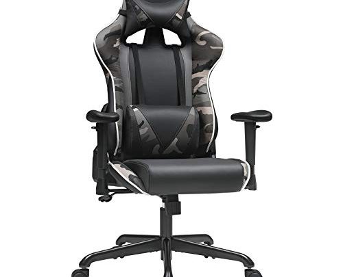 SONGMICS Gaming Chair, Racing Office Chair, Ergonomic, with Adjustable Backrest, Armrests, Headrest, Lumbar Support, Black and Camouflage URCG047B02