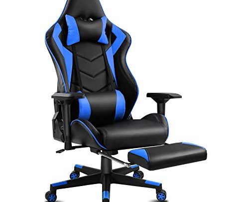 Modern-Depo Gaming Chair Recliner with Bluetooth Speakers, High-Back Swivel Racing Style Ergonomic Office Desk Reclining Chair with 4D Armrest, Headrest,