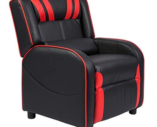 Marabell Home Julius Kids/Youth Faux Leather Gaming Recliner Chair (Black/Red)