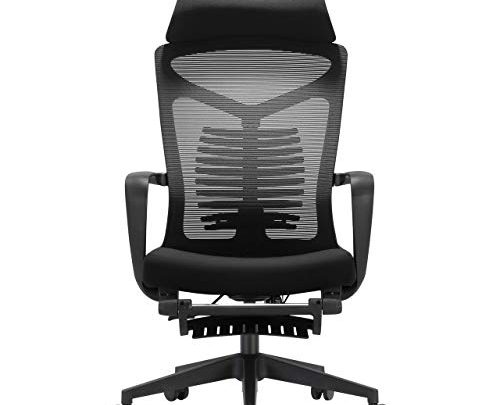 SIHOO Ergonomic High Back Office Chair with Adjustable Lumbar Support, Reclining Office Desk Chair, Computer Mesh Chair with Footrest (Black)