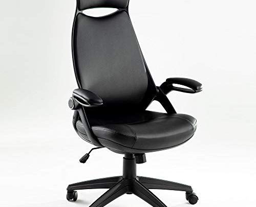 Office Chair Leather Multifunction Executive Swivel Ergonomic High-Back Task Lumbar and Headrest Support Computer Chair with Arms Desk Chair Black