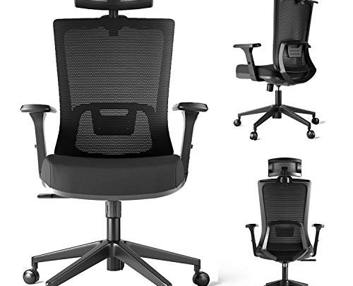 Ergonomic Office Chairs, Mesh Desk Chair with Adjustable Headrest,Seat Height and 3D Armrest,Heavy Duty High Back Computer Chair for Home Office,