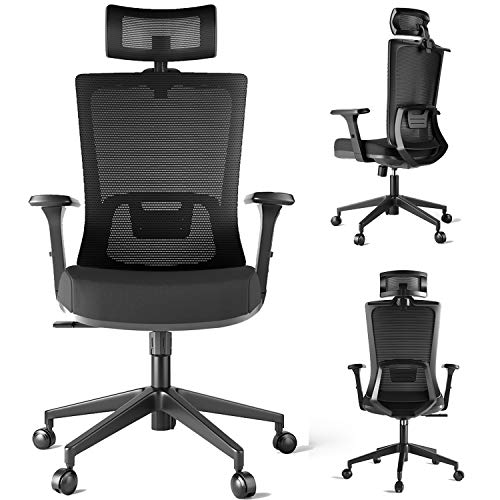 Ergonomic Office Chairs, Mesh Desk Chair with Adjustable Headrest,Seat Height and 3D Armrest,Heavy Duty High Back Computer Chair for Home Office,