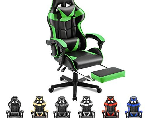 Soontrans Ergonomic Office Chair PC Gaming Chair Racing Chair for Gaming,Computer Chair,E-Sports Chair with High-Back,Adjustable Headrest and Lumbar Support，Retractable Footrest(Java Green)