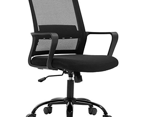 Home Office Chair Ergonomic Desk Chair Mid-Back Mesh Computer Chair Lumbar Support Comfortable Executive Adjustable Rolling Swivel Task Chair with Armrests,Black