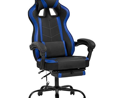 BestOffice Computer Racing Lumbar Support Reclining Armrest Foot Rest Rolling Swivel Home Office PU Leather Ergonomic Task PC Desk Chair for Adults,