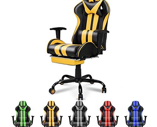 Video Gaming Chair,E-Sports Chair,Office Chair,PC Gaming Chair,Racing Chair with Height Adjustment, Lumbar Support,Headrest,Footrest(Imola Yellow)