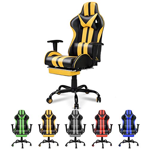Video Gaming Chair,E-Sports Chair,Office Chair,PC Gaming Chair,Racing Chair with Height Adjustment, Lumbar Support,Headrest,Footrest(Imola Yellow)