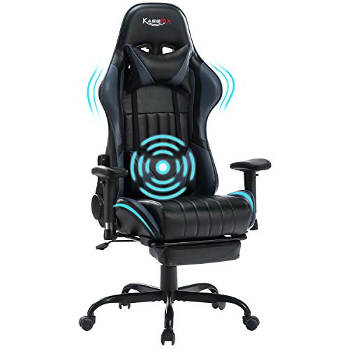 KASORIX Computer Chair High Back Gaming Chairs of Professional Racing Style Comfortable Gamer Chair with Footrest and Massage Backrest and Lumbar Pillows… (Blue-09)